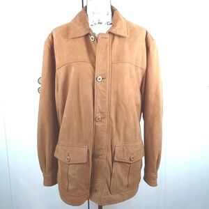 Timberland- Tan Suede Chore Coat WARM Fleece Lined Bomber Insulated Sz.S/M
